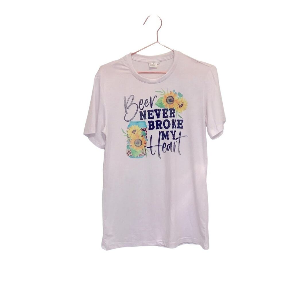 Always Blanks Beer Never Broke My Heart Sunflower Tee